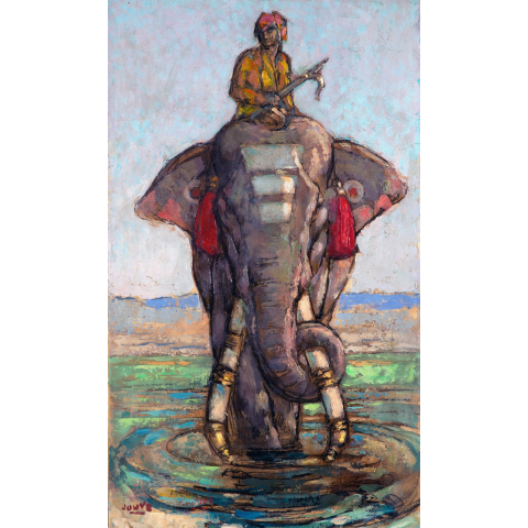 Éléphant et son cornac, 1923.